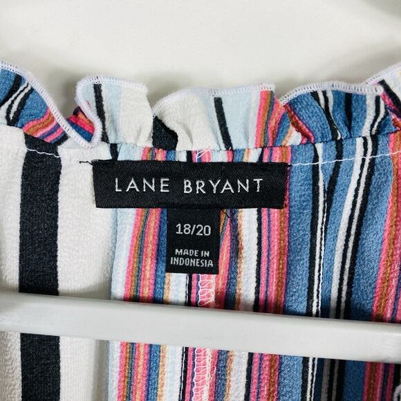 Lane Bryant Size 18 20 Striped Split Neck Button Front Peplum Top - Picture 5 of 7